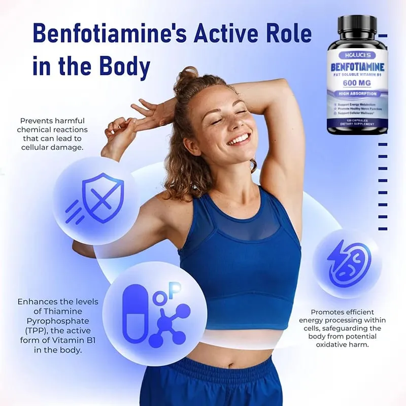 Benfotiamin 600 mg | Kiváló felszívódású B1-vitamin az energiaanyagcseréért és az idegek egészségéért | 120 kapszula étrend-kiegészítő — image 3