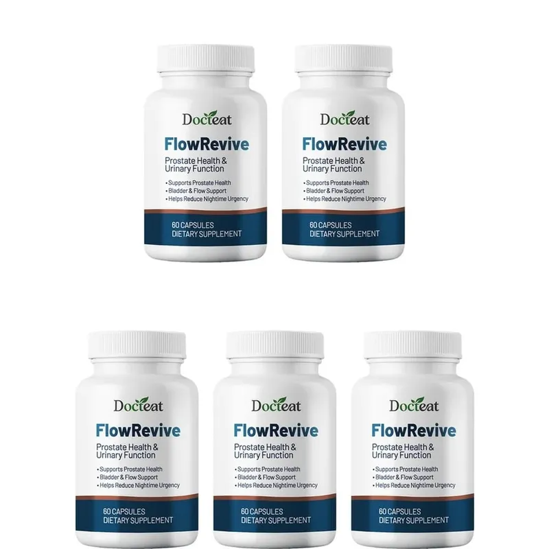Docteat FlowRevive prosztata- és vizelettámogatás kapszula Saw Palmetto tökmaggal és Pygeum kéreg kivonattal - 60 kapszula