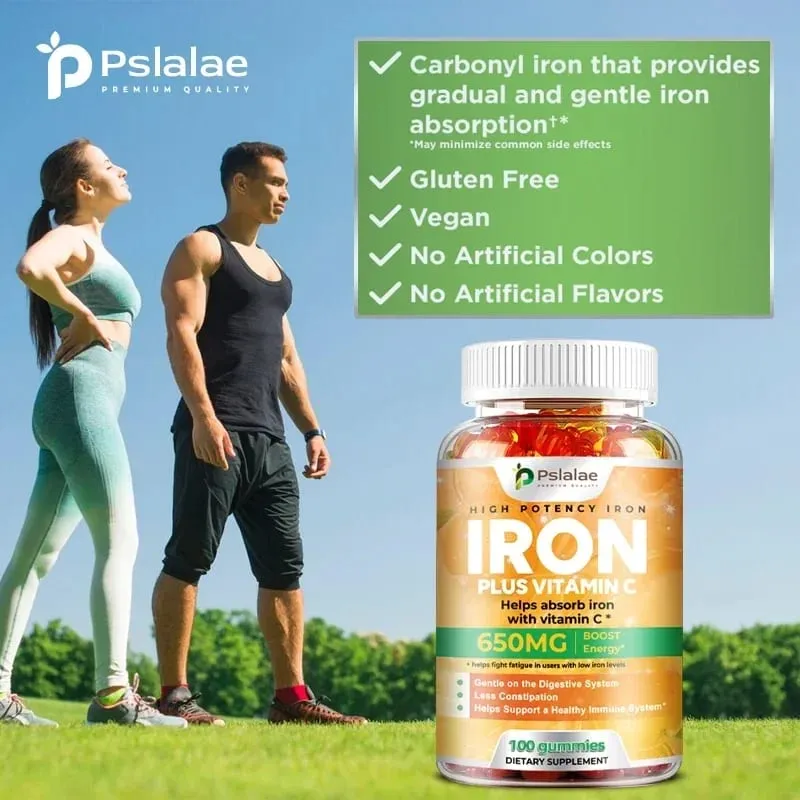 Iron Gummies 650 Mg - Promotes Red Blood Cell Production Relieves Fatigue Gently Absorbs Iron and Improves Energy