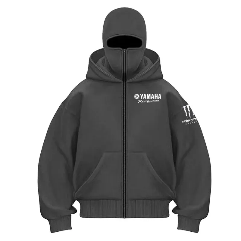Máscara de ciclismo de algodão com logotipo da Yamaha, moletom com capuz com zíper, masculino e feminino, outono e inverno, novo estilo, moda casual, retrô, ciclismo — image 6