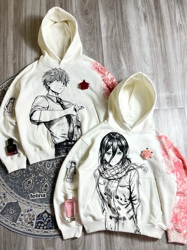 Denji and Reze Cotton Anime Hoodie Crew Neck Loose Summer Cotton Sweatshirt Harajuku Unisex Hoodies Oversized Men Clothing — image 2