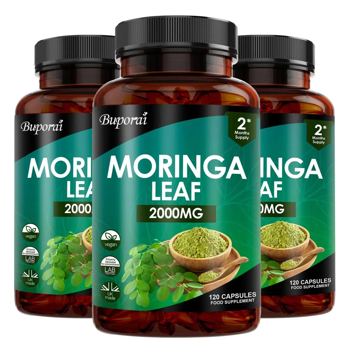 Moringa Leaf Capsules - Supports Digestive and Intestinal Health Antioxidants Nourishes Skin Improves Energy Levels