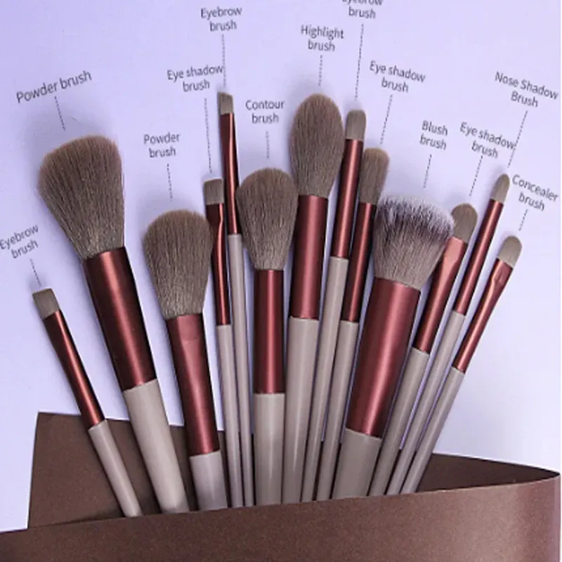 Ensemble de pinceaux de maquillage, 13 pièces, ombre à paupières, fond de teint, poudre cosmétique, mélange de Blush, outils de maquillage de beauté pour débutants — image 4