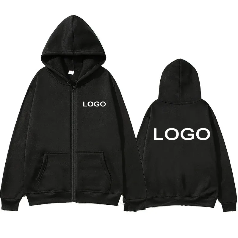 定制印花男士女式拉鍊連帽衫寬鬆休閒服裝時尚長袖連帽套頭衫個性運動衫