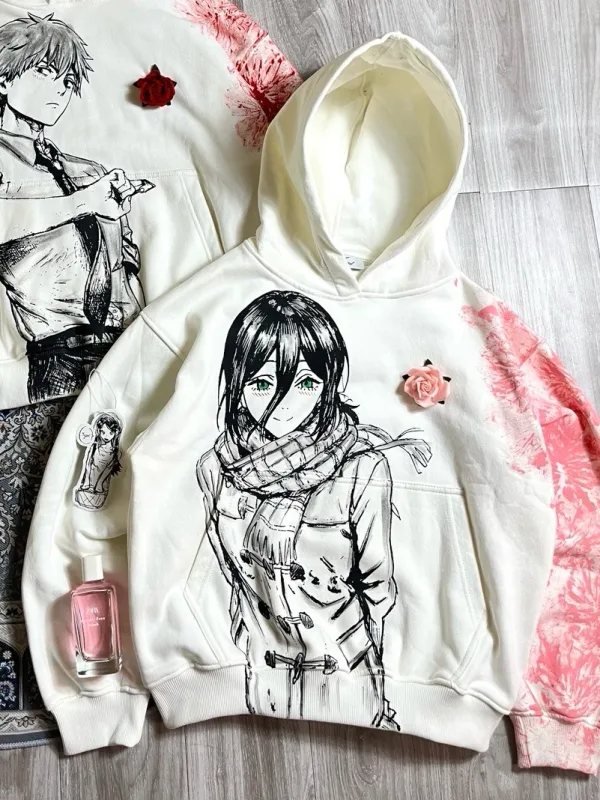 Denji and Reze Cotton Anime Hoodie Crew Neck Loose Summer Cotton Sweatshirt Harajuku Unisex Hoodies Oversized Men Clothing — image 8