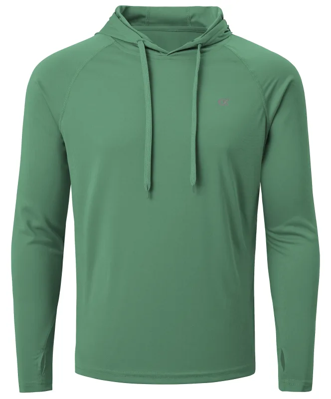 Camiseta masculina de verão com manga comprida UPF 50+ com capuz Rash Guard Camiseta de secagem rápida para esportes ao ar livre pulôver de corrida — image 13