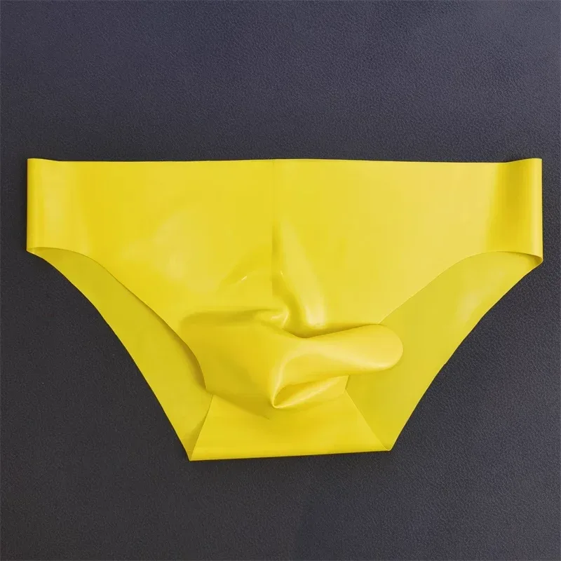 Men's Sexy Latex Erotic Underpants Seamless Rubber Sheath Sissy Briefs See-Through Couple Low Waist Panties Tight Safety Panties