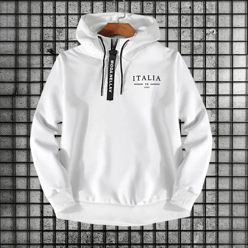 2026 New Arrival Half Zipper Hoodie Italy Fashion Hooded Long Sleeve Sweatshirts Autumn Winter Daily Casual Sports Warm Pullover — image 6