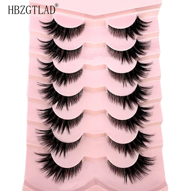 7/8PairsCat Eye Eyelashes manga Lashes 3D Clear Band Lashes naturalHalf Lashes End Eye Eyelonged Mink Eyelashes Αφράτες βλεφαρίδες — image 11