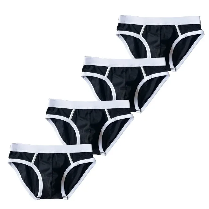 4PCS Men Cottn Briefs Underwear Simple Breathable Low Waist Lingerie Underpants Male Homewear Trunks Calzoncillos — image 10