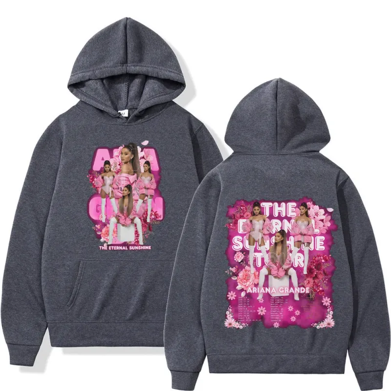 Cantora ariana grande tour 2026 gráfico moletom com capuz masculino feminino moda pulôver mangas compridas solto casual moletom de lã de grandes dimensões