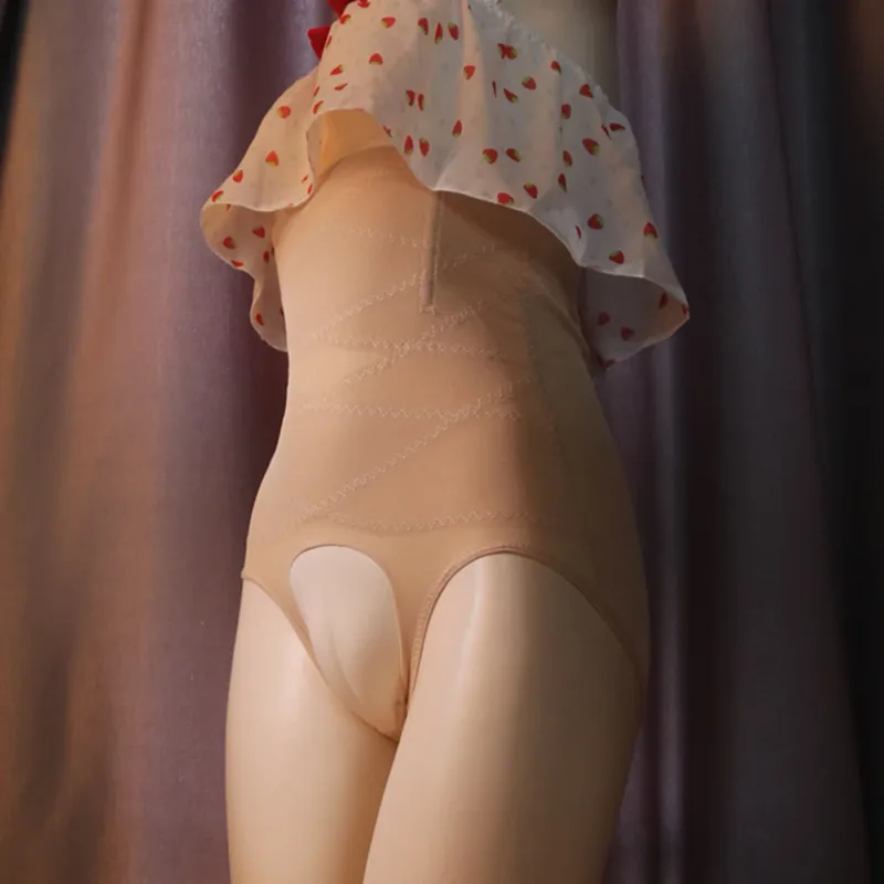 Crossdress ng Men's High Waist Panties, Transgender Hiding Gaff Panties, Shaping Briefs Black/Skin Color, M XL Sizes