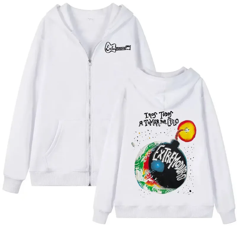 Rock Band Extremoduro Tour 2026 Zip Up Hoodies Fashion ng Kalalakihan Gothic Fleece Sweatshirts Coats Oversized Zipper Hoodie Streetwear