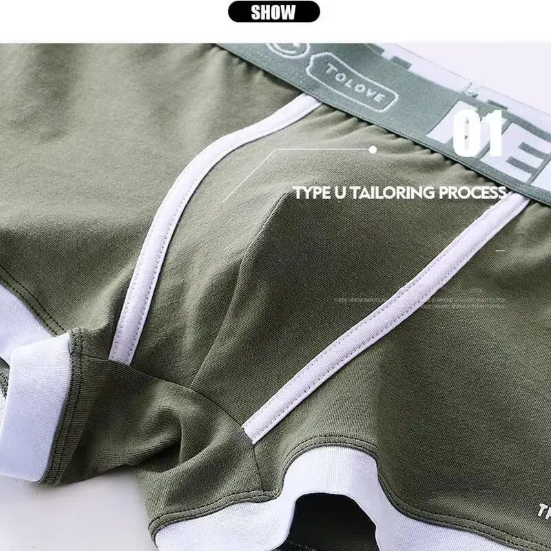 1/4 peças roupa interior masculina algodão boxer shorts roupa interior masculina calças boxer respirável u convexo roupa interior masculina sexy plus size — image 6