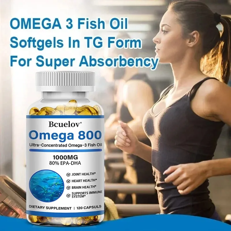 Bcuelov halolaj Omega 3 kiegészítők 1000 mg Softgels Omega 3 halolaj az egészséges szív agy támogatásáért 30/60/120 kapszula — image 3