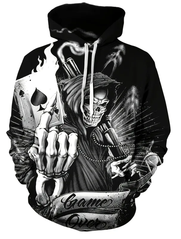 3D-tryckta Skull and Rose sweatshirts Dragsko Sportkläder Långärmade toppar Huvtröjor herr Street Graphic herrkläder