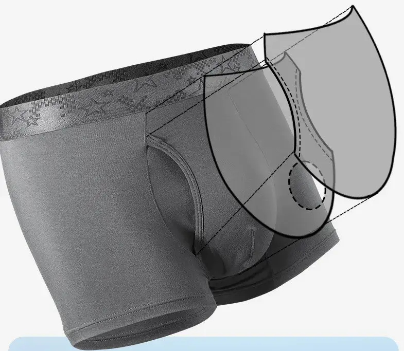 Panlalaking Boxer Shorts Modal na Kasuotang Panloob na Panti ng Lalaki Solid Breathable Bullet Separation Pouch Underpants Panlalaki Trunks Cueca Plus Size — image 1