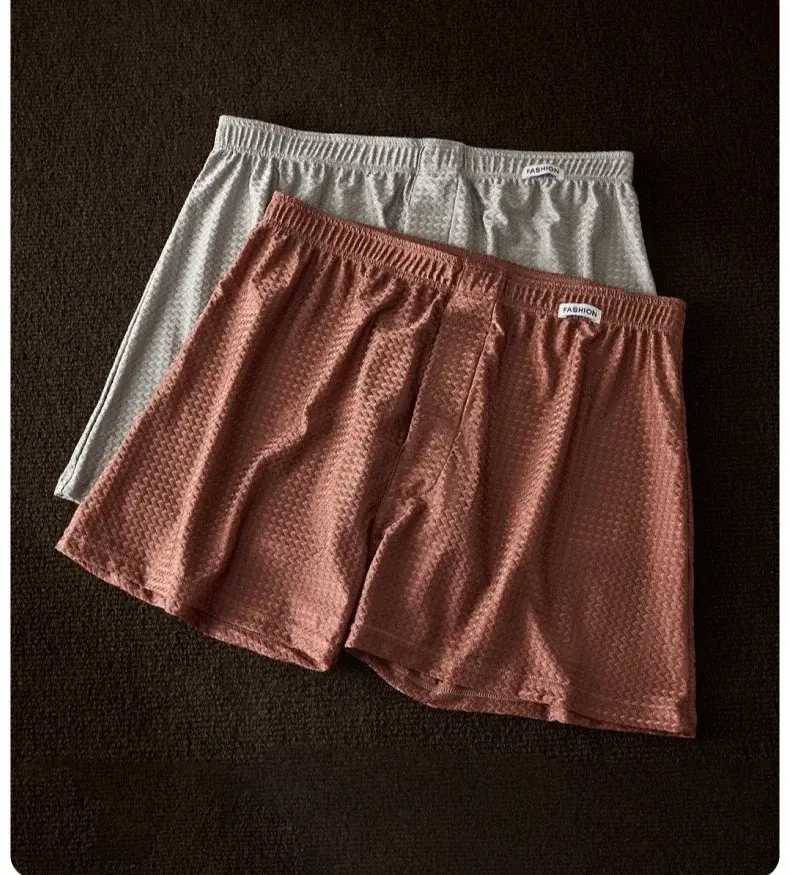 2 pacote masculino boxers de seda gelo mid-rise solto ajuste verão legal na moda brilho roupa interior pijamas masculinos — image 6
