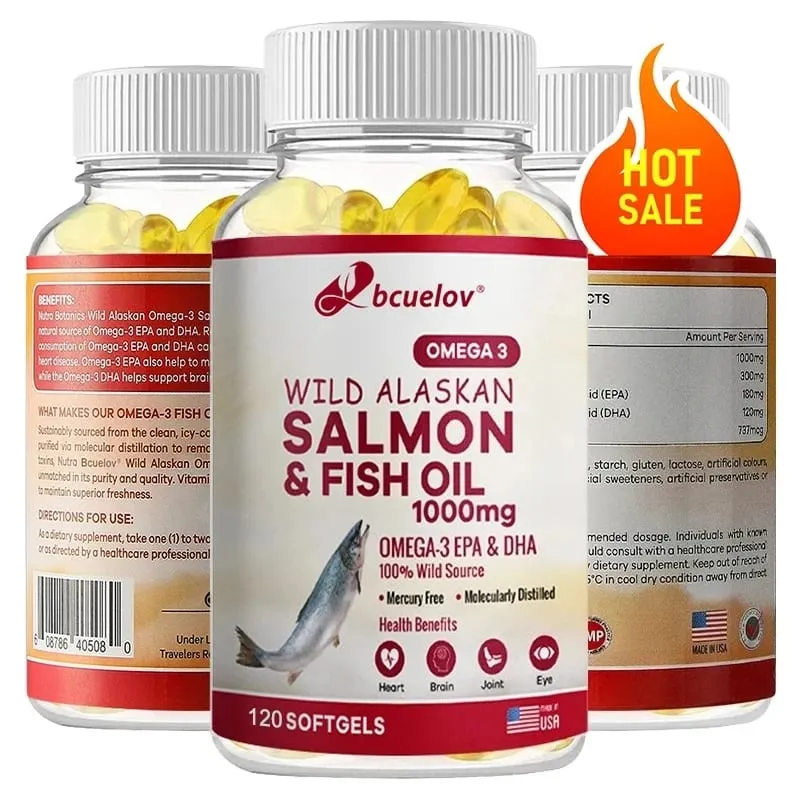 Vad alaszkai lazacolaj – tiszta hal Omega 3 EPA DHA zsírsavak – Támogatja az ízületek működését, az agy szem immunrendszerét és szív egészségét — image 1