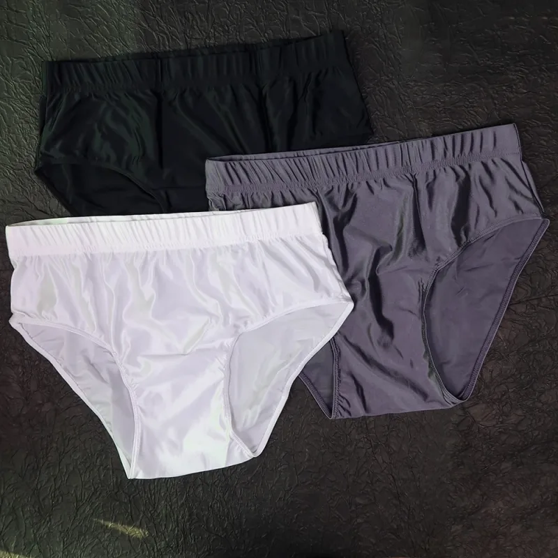 new Mens Briefs Underwear Satin-like Breathable Low-Rise Underpants Male Panties Men's glossy underwear — image 26