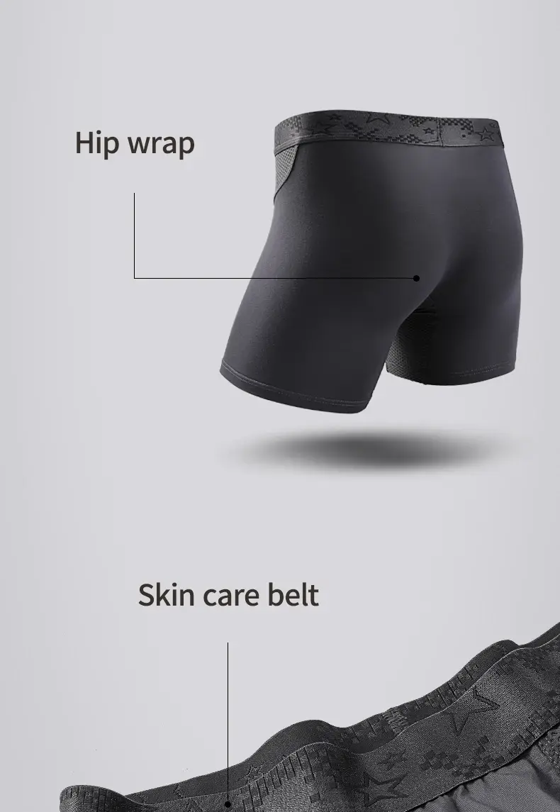 Extended sports underwear, panlalaking boxer shorts, Modal na anti-leg abrasion running, large size breathable training quadrangle shorts