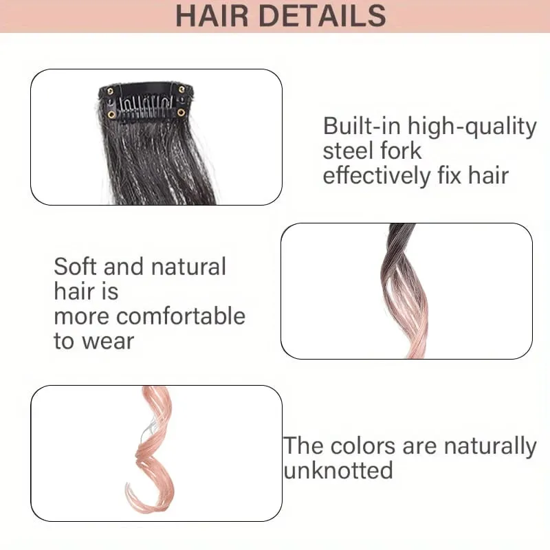Gradient Wave Clip - in Hair Extensions 2 τμχ Χρώμα συνθετικών ινών - Blocked Tassel Ear - Side Dyeing for Daily Party Cosplay — image 4