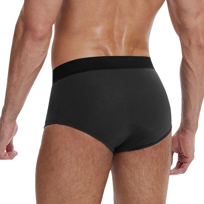 Leak-Proof Antibacterial Sanitary Cotton Men's Incontinence Briefs Absorbent Urinary Underwear Reusable Washable Berif — image 2