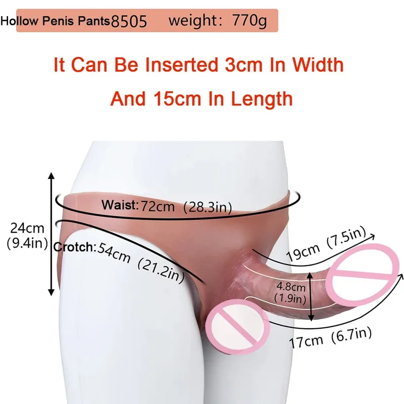 Ultra Realistic Hollow Dildo Panties Silicone Briefs Strapon Penis Extend Sleeve Pants Sex Toys For Men Dick Enlargement
