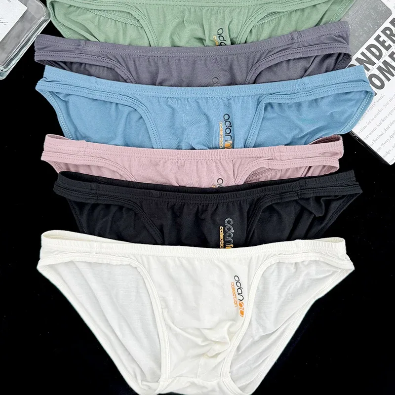 1/6Pcs Modal Sexy Mens Underwear Briefs Breathable Print Panlalaking Panti Panlalaki Panlalaki Maikling Panloob na Bikini Sissy Large Crotch Man Trunks — image 3