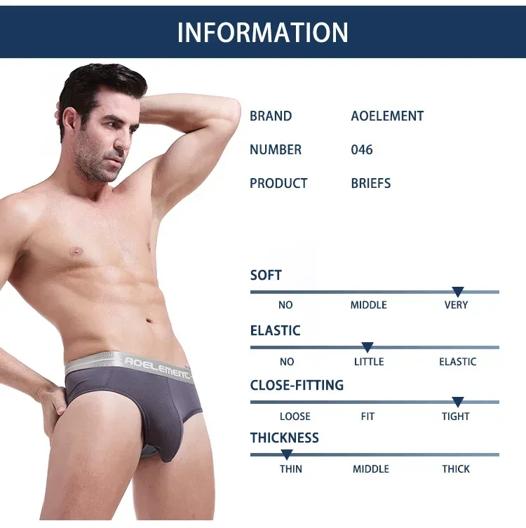 Modal capsule lift U convex men's underwear bullet separate ice silk capsule pouch briefs