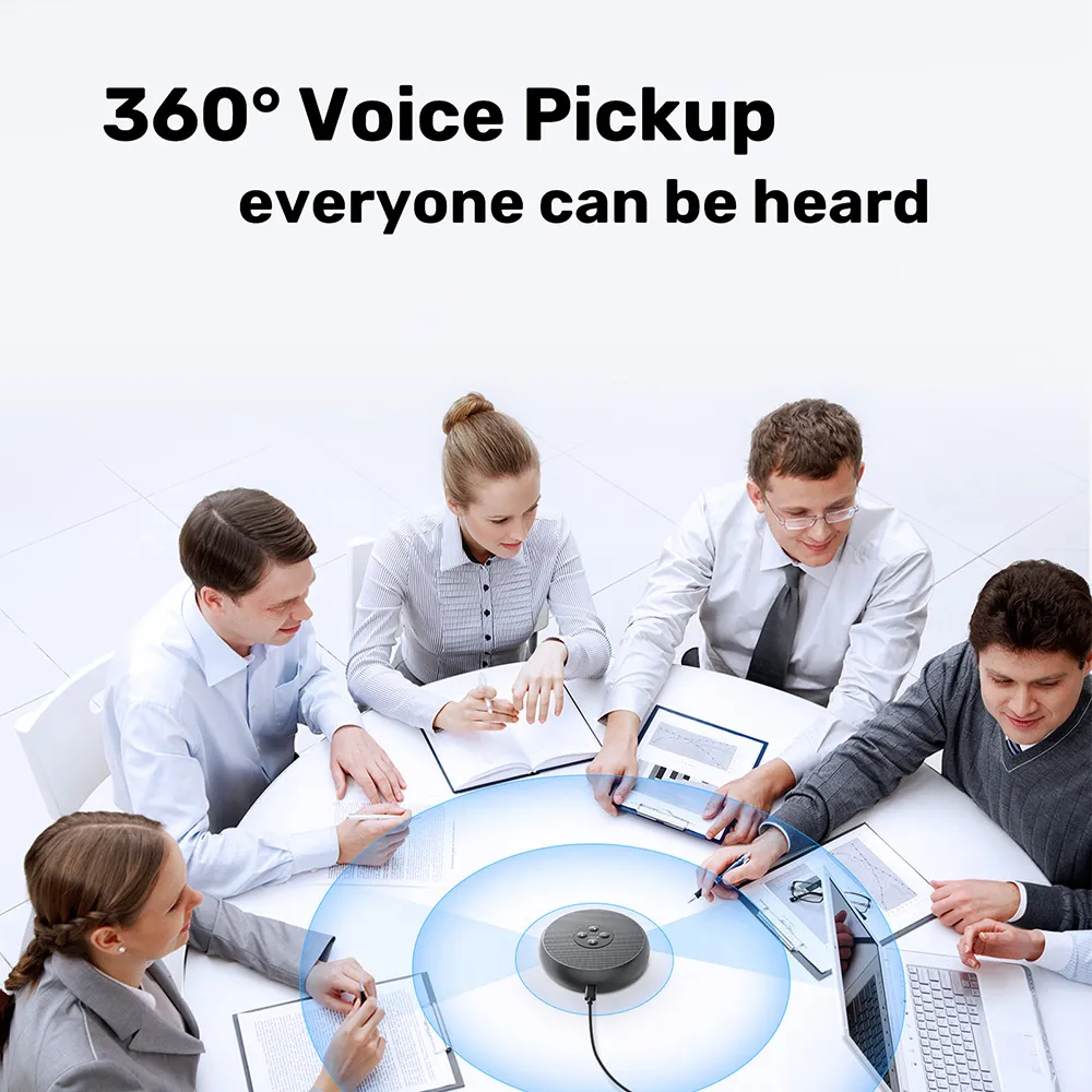 USB Wired Speakerphone Conference Speaker With 2 Mics 360° Voice Pickup Meeting Microphone for Zoom/WebEx/Microsoft Teams — image 3