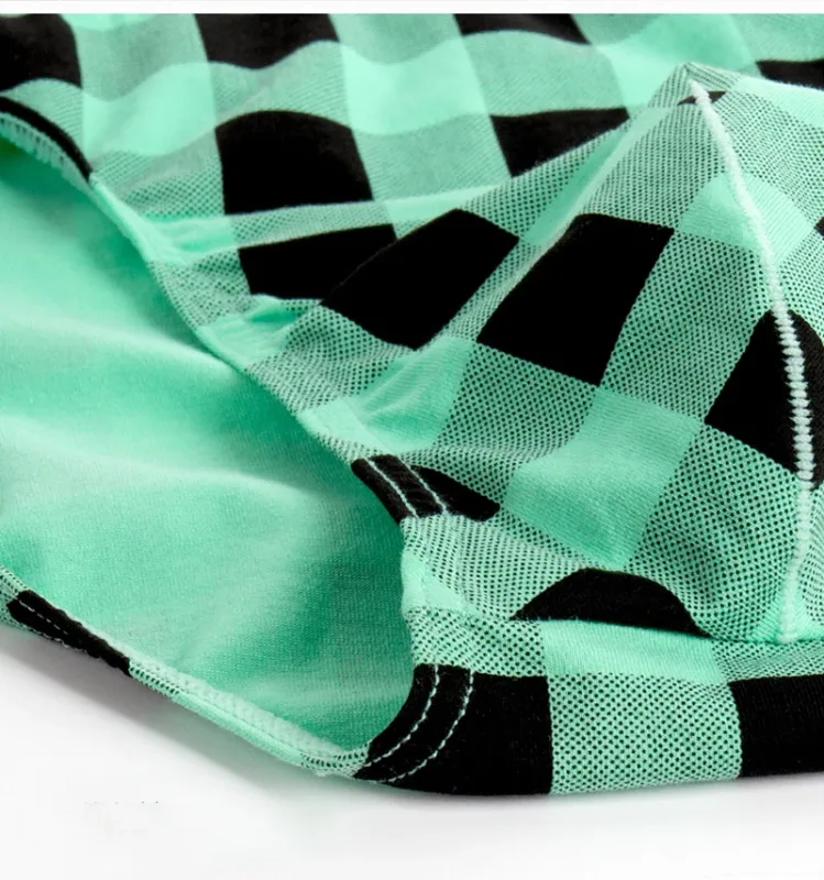 Mode Rutigt Underkläder Bomull Mjuk Elastisk Herrtrosa Andas Bekväma Ungdomkalsonger Herr Sexiga U Bulge Pouch Trosor