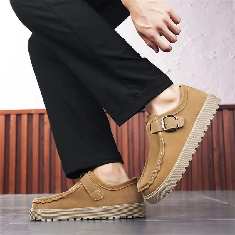 Ανδρικά μπεζ σουέντ casual loafers σε μεγάλα μεγέθη Άνετα, αντιολισθητικά παπούτσια περπατήματος με χοντρή σόλα Μοντέρνα και μοντέρνα παπούτσια 2025 — image 4