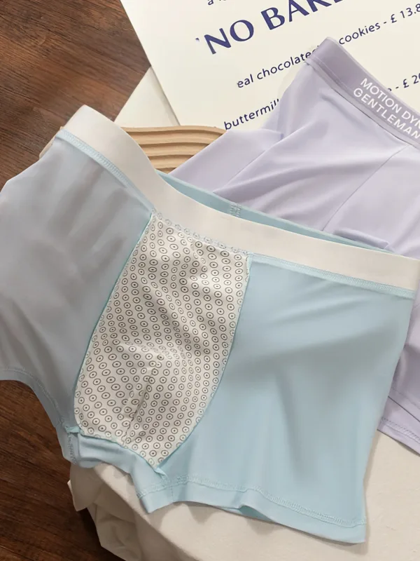 3-Pack Summer Ice Silk Men's Boxer Briefs, Ultra-Cool Smooth Solid Color Underwear, Motion Dynamics Letter Elastic Waistband