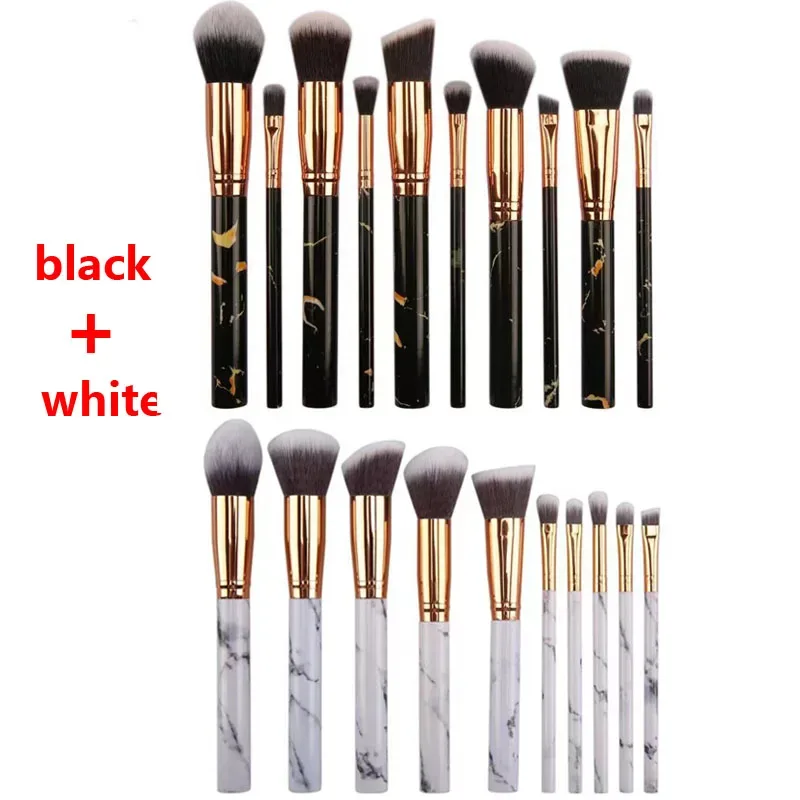 10 Pcs Marble Makeup Brushes Premium Synthetic Kabuki Foundation Blending Face Powder Blush Concealers Eye Shadows Brushes — image 10
