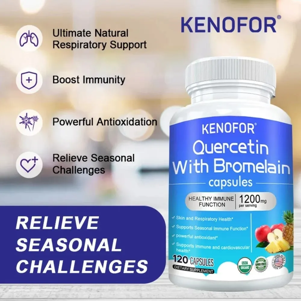Quercetin Bromelain Capsules - Supports Immune Cardiovascular & Respiratory Health Antioxidant Supplements — image 7