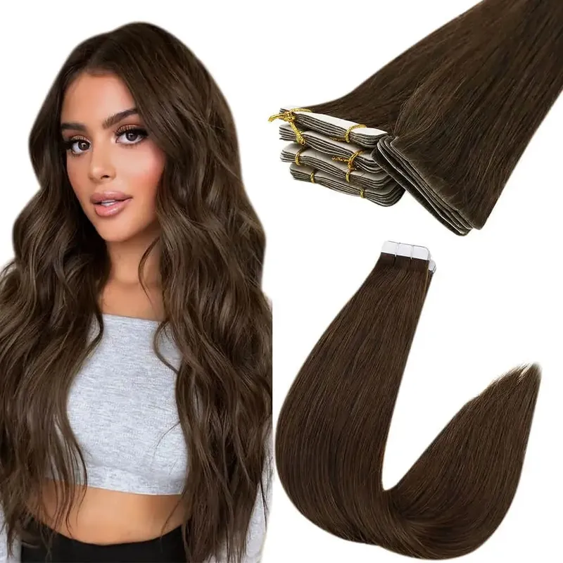 Moresoo Injection Tape Hair Extensions Ash Blonde Highlight Virgin Hair Φυσική ίσια ταινία Brazilian in Human Hair Extension
