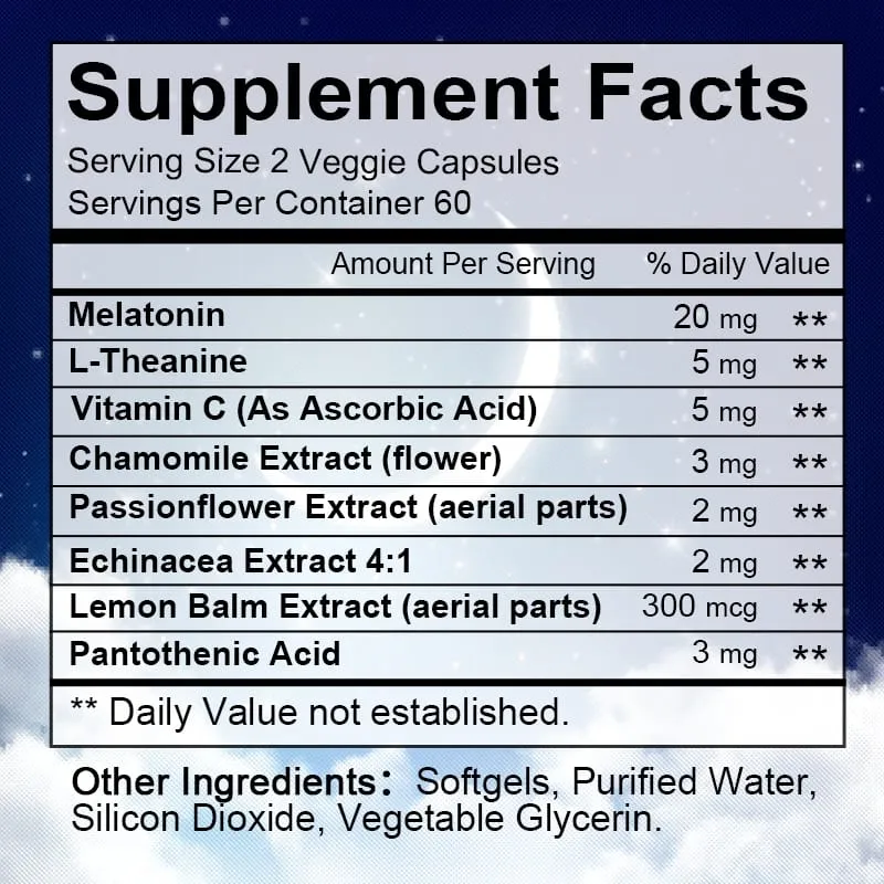 Daitea Super Melatonin Capsules-40mg Contain Vitamin C Help You Fall Asleep Faster Relieve Insomnia and Improve Sleep Quality — image 6