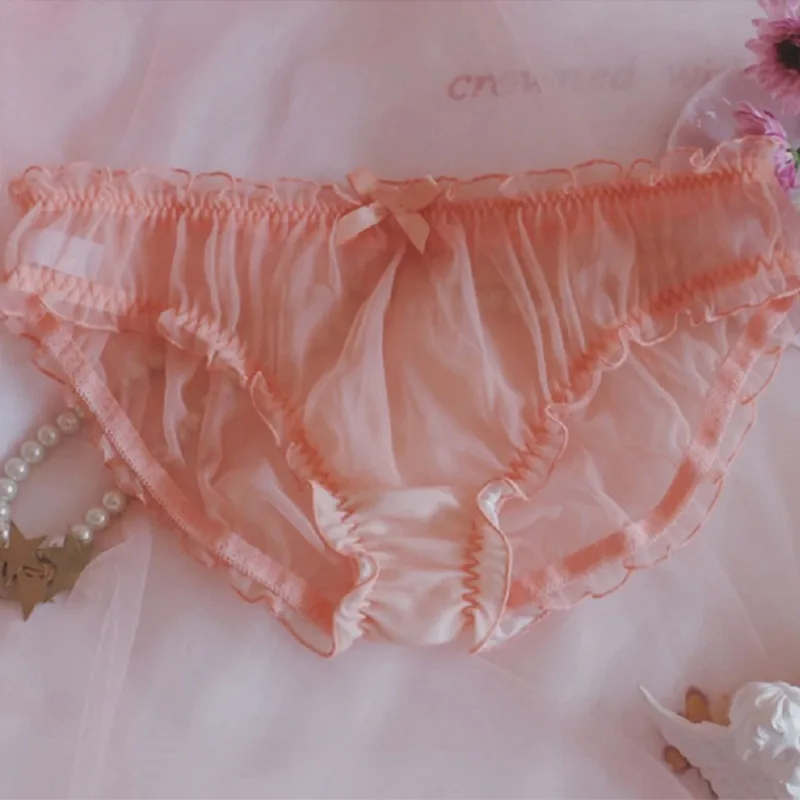 Mga Lalaki Sissy Mesh Chiffon Bow Floral Lace Pouch Underwear Panties Bikini Brief Sheer Knicker Transparent Solid Panlalaking Briefs Shorts — image 17