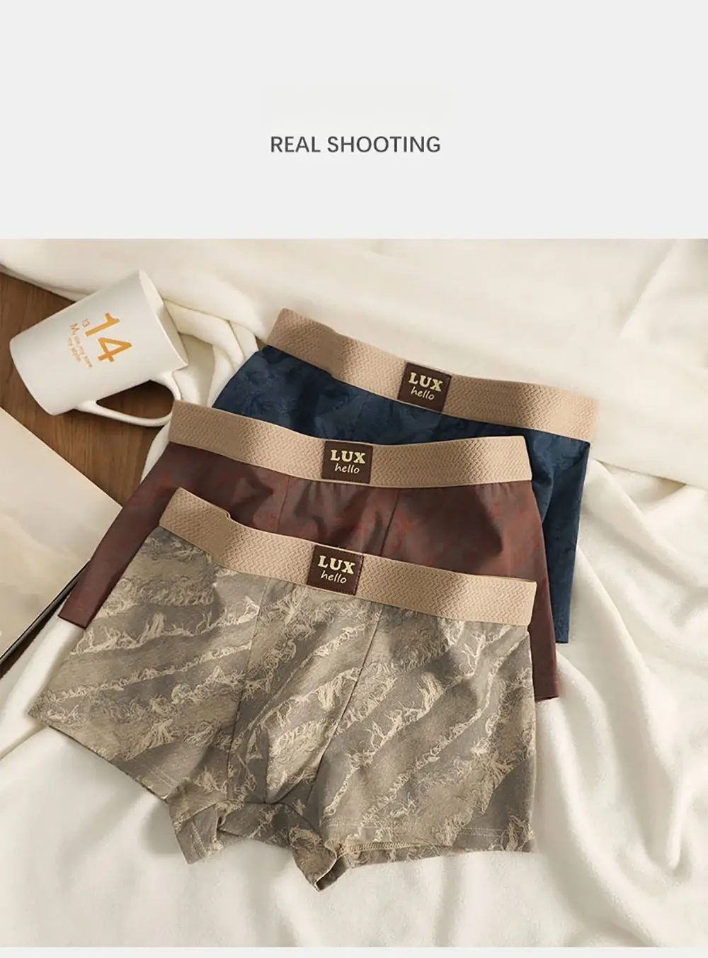 3PCS/Pack 100% Cotton Luxury Print Boxers Hombre 3D Mesh Breathable Antibacterial Pouch Kasuotang Panloob Kumportableng Malambot na Panti ng Lalaki — image 7