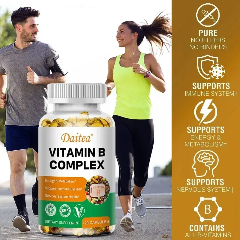 Vitamin B Complex - Stress Immunity Heart Health Nervous System Energy Metabolism Support - Non-GMO Vegan Gluten-Free