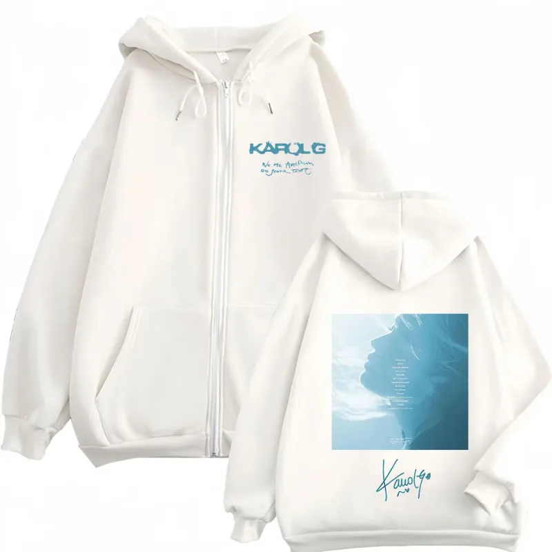 Karol G Album No Me Arrepiento De Sentir Tanto 2026 Zipper Hoodie Men Women Vintage Fashion Sweatshirts Casual Zip Up Jacket — image 4
