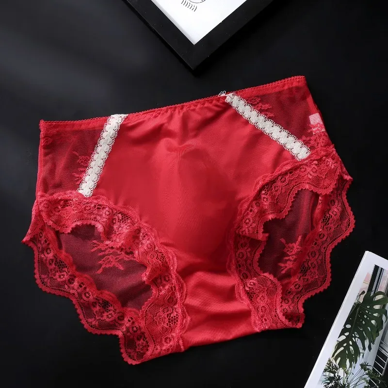 Large Size Women Panties for Men Soft Lace Satin Silky Briefs Mid Rise Bulge Pouch Underpant Sweet Sissy Crossdresser Underwear — image 11