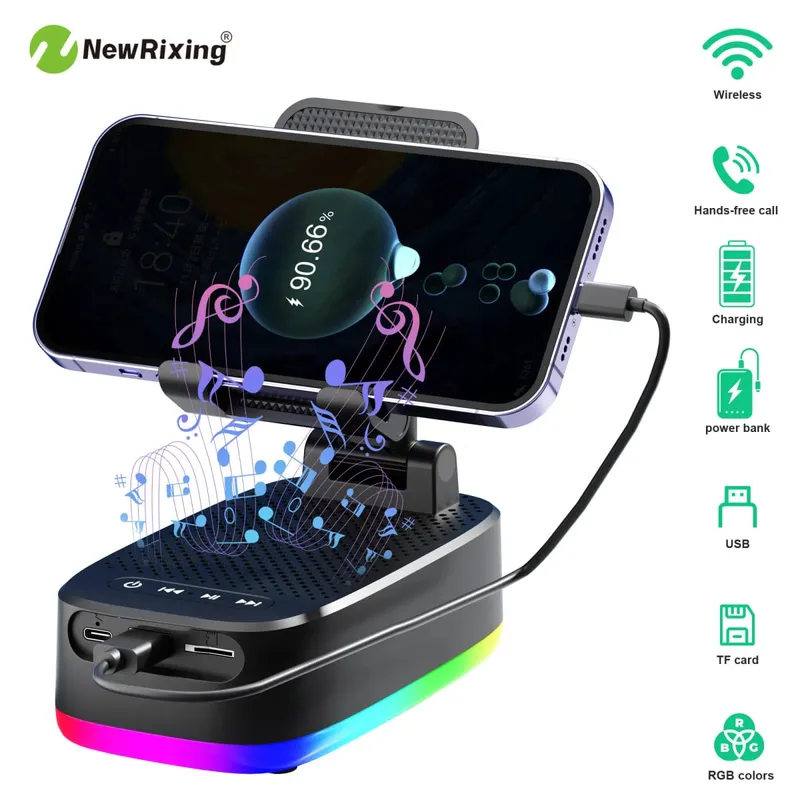 Wireless Phone Holder Portable Speaker Speaker Phone Holder Emergency Power Bank 1800mAh Battery USB Charging Hands-Free — image 4