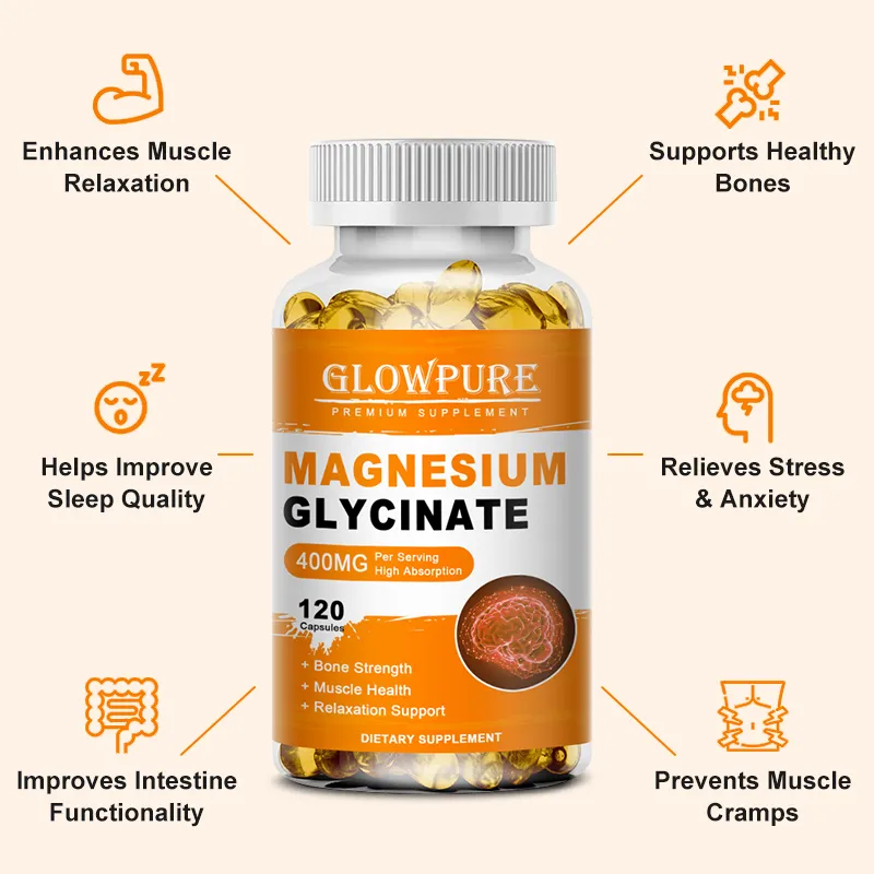 Magnesium Glycinate 400mg for Sleep Brain Nervous System Bone Muscle Relieve Anxiety Heart Health Stress & Anxiety Relief