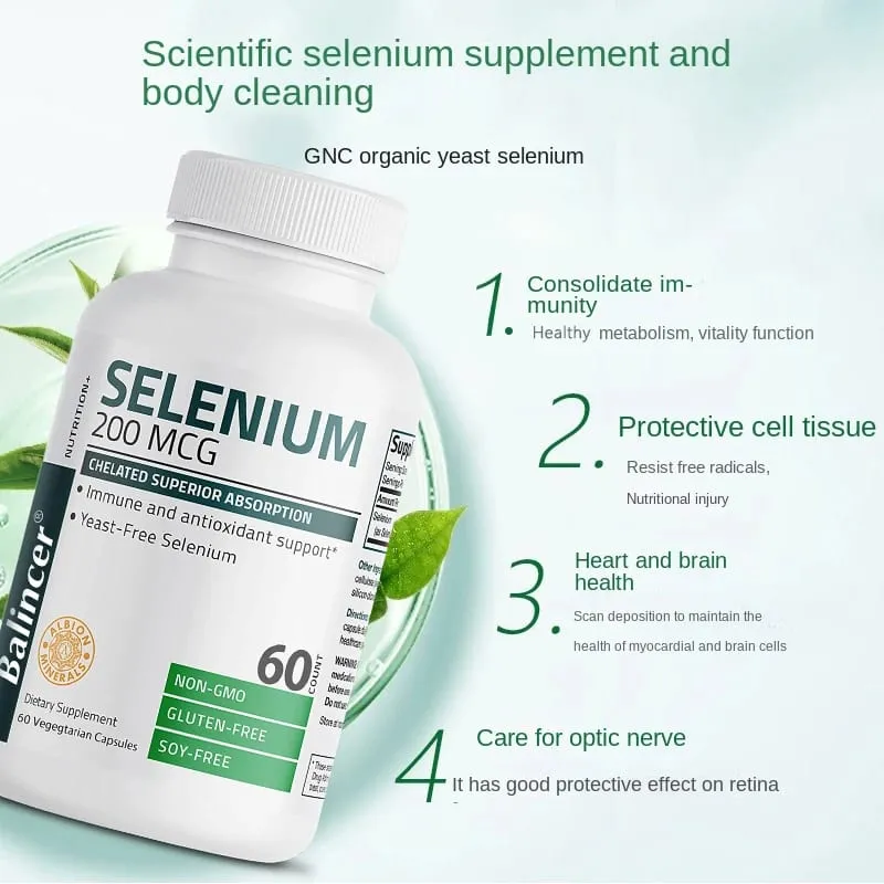 Organic Selenium Capsules - Vitamin D for Heart Bone Metabolism & Immune Health Improves Brain Function High Absorption — image 3