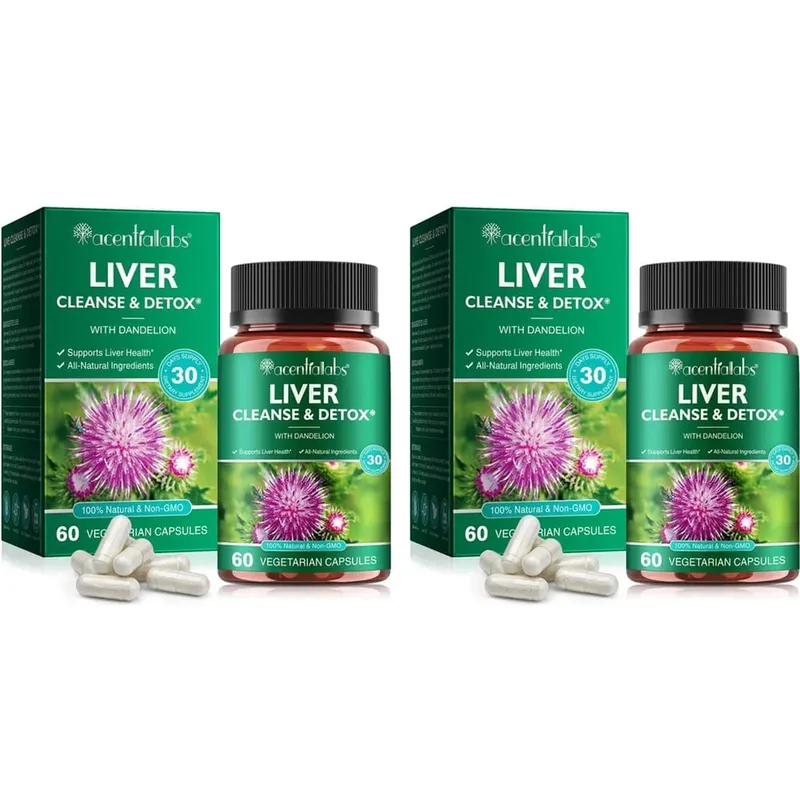 Acentialabs Liver Cleanse & Detox Capsules with Dandelion Milk Thistle Extract for Liver Digestion Health Support 60 Capsules
