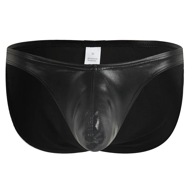 Men's Fashion Low Waist Imitation Leather Briefs with U Convex Pouch Sexy Underwear Lingerie 3PCS/2PCS/1PC Set — image 29