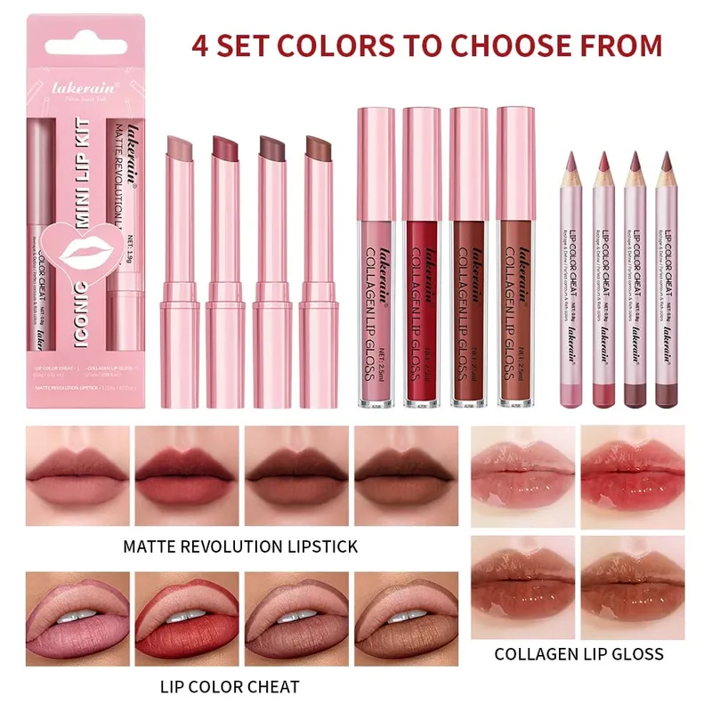 Αδιάβροχο Μαύρο Ματ Σετ Κραγιόν Velvet Liquid Lip Gloss Σετ Lip Liner Red Stain Halloween Goth Μακιγιάζ — image 5