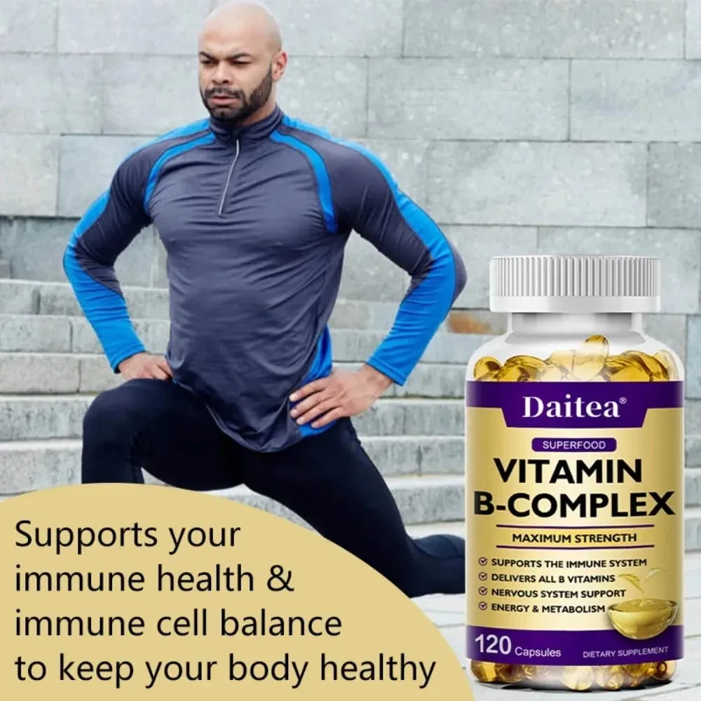 Vitamin B Complex - Immune Support Supplement Promotes Brain Health and Nervous System Boosts Energy and Improves Alertness